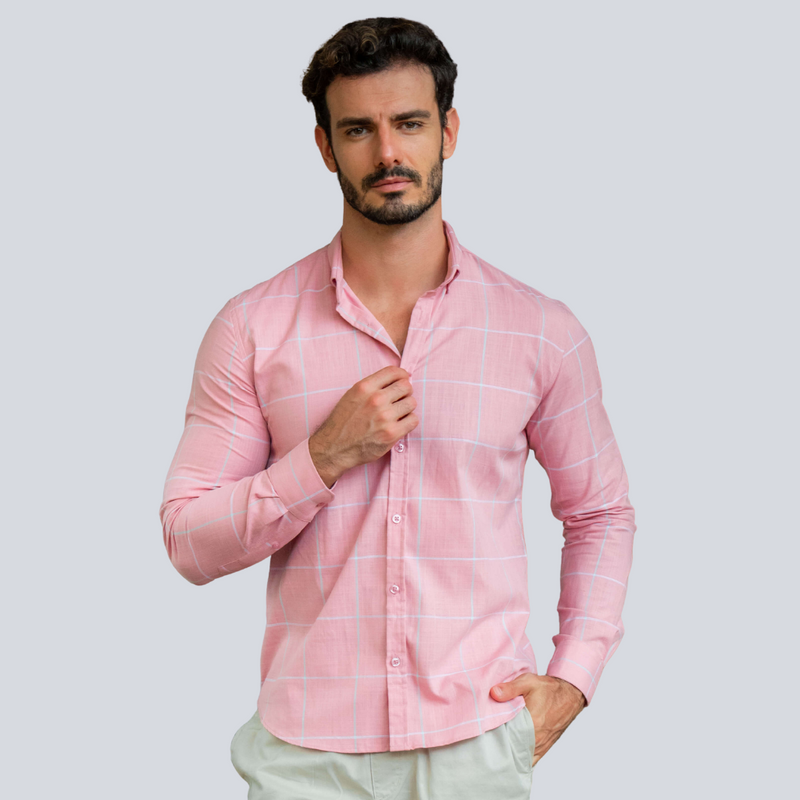 Camisa social manga longa maxi xadrez